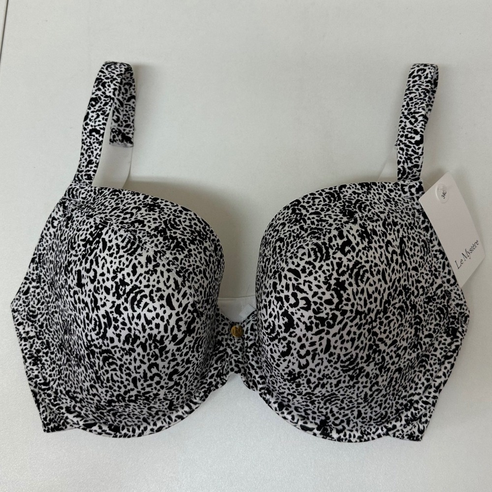 Le Mystere Safari Smooth T-Shirt Bra 34G Black White Animal Print 9978 NWT
